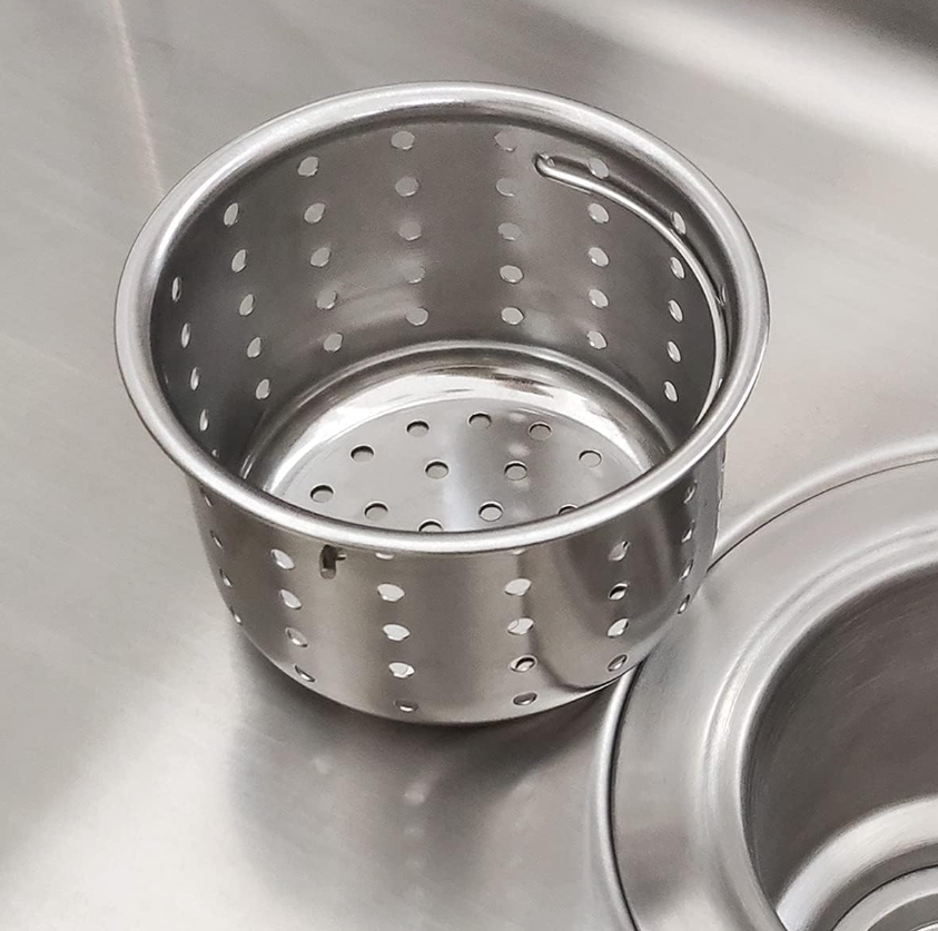 Kitchen sink filter basket, 304 stainless steel, deep, with handle, replacement filter for vegetable washing sink
